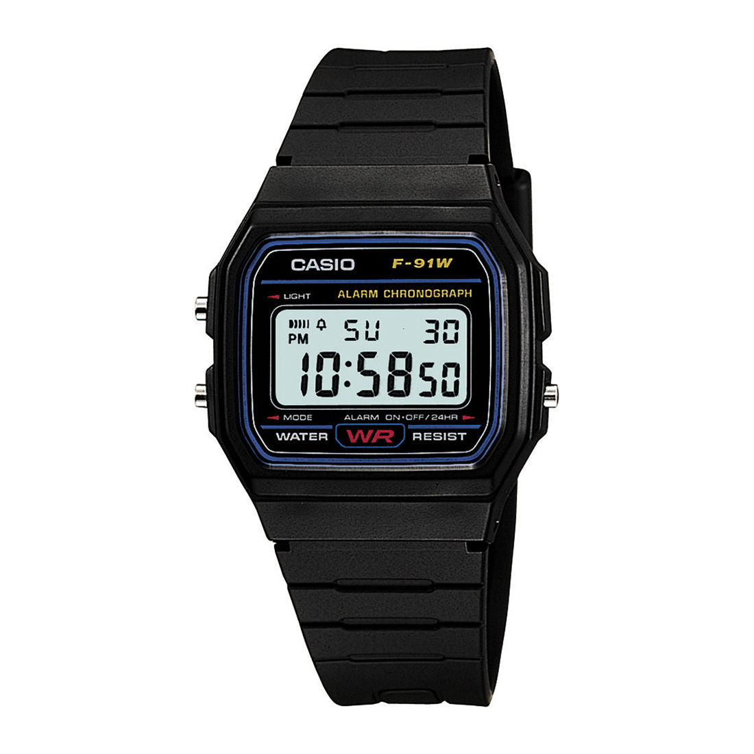 CASIO YOUTH F-91W-1Q BLACK DIGITAL DIAL BLACK RESIN BAND D002